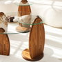 Hanah Home Mesa Auxiliar Castaño y Transparente de Cristal Templado y Madera Maciza 35x53x35 cm